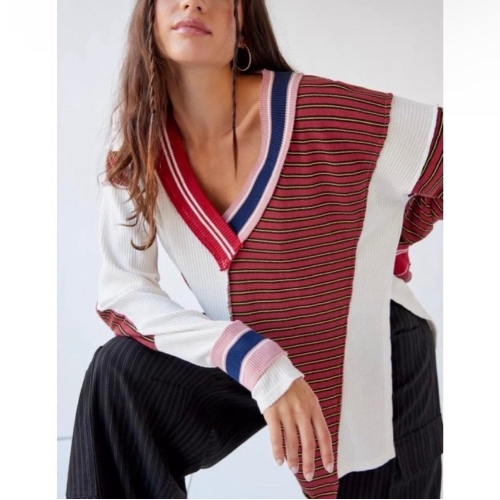 BDG Urban Outfitters Frazer Spliced Slouchy Sweater Tunic Top